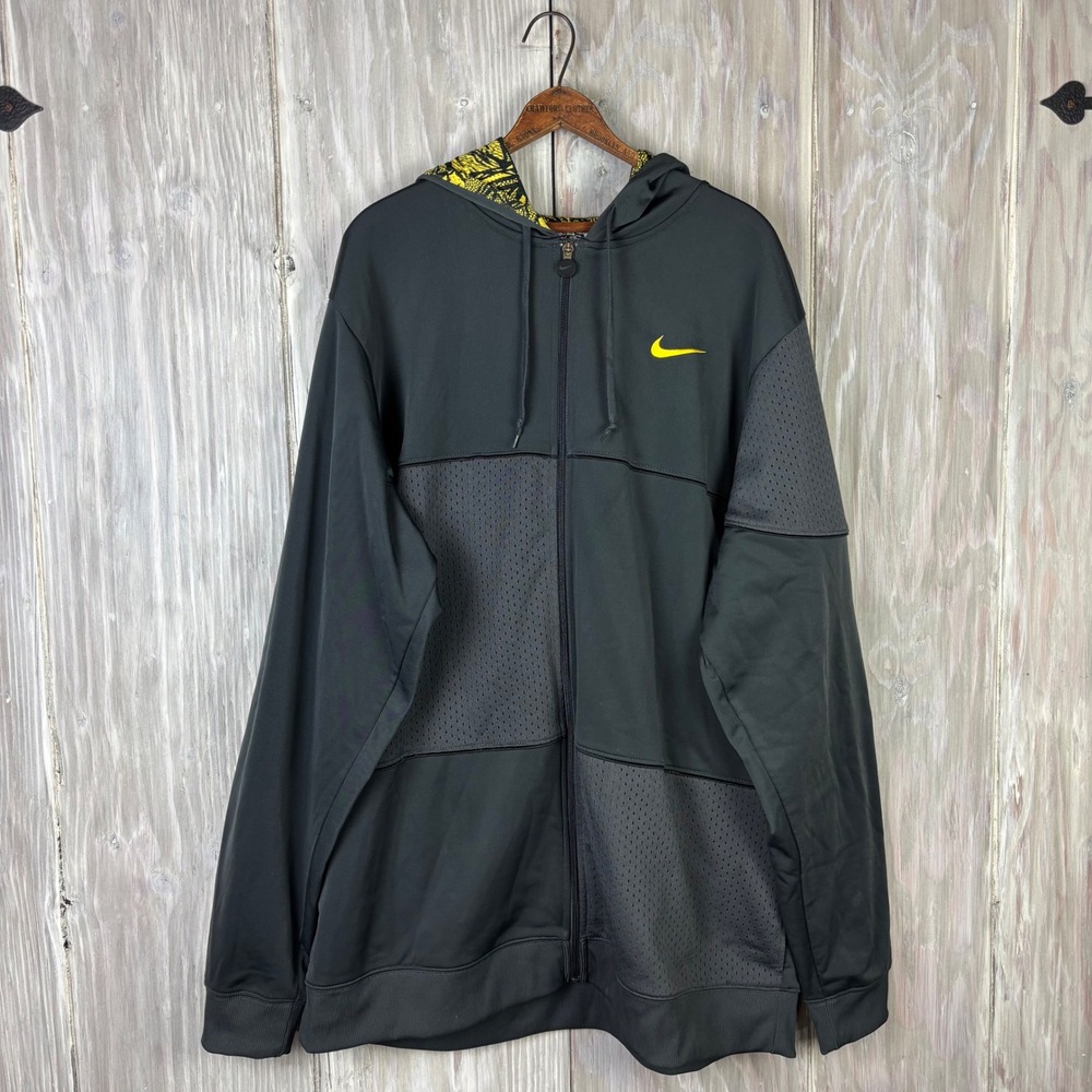 Vintage Nike Basketball Full Zip Hoodie‎ Shacket Men's XXLT Tall Black Mesh FIT